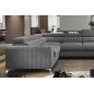 - Canapé d'angle convertible, LOUCA VELOURS Luxe, 7/8 places, gris , accoudoir gauche (vu de face)