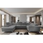 Canapé d'angle convertible LOUCA VELOURS Luxe, 7/8 places, gris , accoudoir droit (vu de face)