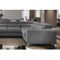 Canapé d'angle convertible LOUCA VELOURS Luxe, 7/8 places, gris , accoudoir droit (vu de face)