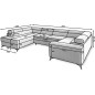 Canapé d'angle convertible LOUCA VELOURS Luxe, 7/8 places, gris , accoudoir droit (vu de face)