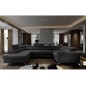 Canapé d'angle convertible LOUCA VELOURS Luxe, 7/8 places, gris anthracite , accoudoir droit (vu de face)