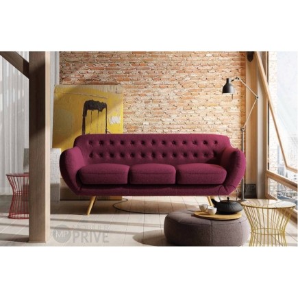 Canapé 3 places en tissu de qualité INAVA, fuschia.