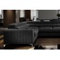 Canapé d'angle convertible, LOUCA VELOURS Luxe, 7/8 places, gris anthracite, accoudoir gauche (vu de face)