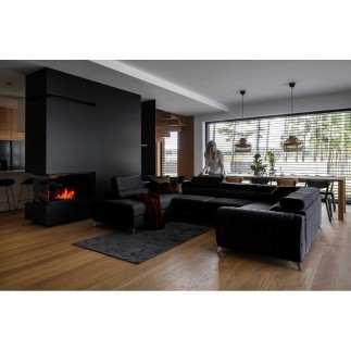 Canapé d'angle convertible LOUCA VELOURS Luxe, 7/8 places, NOIR, accoudoir droit (vu de face)