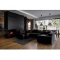 Canapé d'angle convertible LOUCA VELOURS Luxe, 7/8 places, NOIR, accoudoir droit (vu de face)