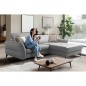Canapé d'angle convertible en cuir italien luxe 5 places, MANZONI, coffre, gris clair, angle droit Canapé d'angle convertible en cuir italien luxe 5 places, MANZONI, coffre, gris clair, angle droit