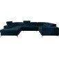 Canapé d'angle convertible LOUCA VELOURS Luxe, 7/8 places, bleu foncé, accoudoir droit (vu de face)