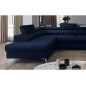 Canapé d'angle convertible LOUCA VELOURS Luxe, 7/8 places, bleu foncé, accoudoir droit (vu de face)