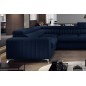 - Canapé d'angle convertible, LOUCA VELOURS Luxe, 7/8 places, bleu foncé, accoudoir gauche (vu de face)