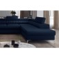 - Canapé d'angle convertible, LOUCA VELOURS Luxe, 7/8 places, bleu foncé, accoudoir gauche (vu de face)