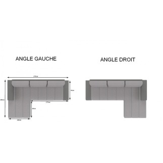 Canapé d'angle convertible en tissu luxe noir et simili cuir noir, 5 places, angle gauche (vu de face) - OTELLO