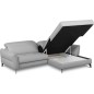 Canapé d'angle convertible en cuir italien luxe 5 places, MANZONI, coffre, gris clair, angle droit Canapé d'angle convertible en cuir italien luxe 5 places, MANZONI, coffre, gris clair, angle droit