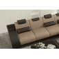 Canapé d'angle en cuir italien 5 places HANSEN, beige et chocolat, angle droit