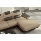 Canapé d'angle en cuir italien 5 places HANSEN, beige et chocolat, angle droit