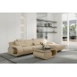 Canapé d'angle en cuir italien 5 places HANSEN, beige, angle droit