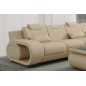 Canapé d'angle en cuir italien 5 places HANSEN, beige, angle droit
