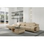 Canapé d'angle en cuir italien 5 places HANSEN, beige, angle gauche
