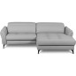 Canapé d'angle convertible en cuir italien luxe 5 places, MANZONI, coffre, gris clair, angle droit Canapé d'angle convertible en cuir italien luxe 5 places, MANZONI, coffre, gris clair, angle droit
