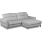 Canapé d'angle convertible en cuir italien luxe 5 places, MANZONI, coffre, gris clair, angle droit Canapé d'angle convertible en cuir italien luxe 5 places, MANZONI, coffre, gris clair, angle droit