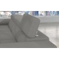 Canapé d'angle convertible - ARMEL en velours cottelé luxe 5 places, couleur gris, coffre, angle gauche (vu de face)