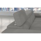 Canapé d'angle convertible ARMEL en velours cottelé luxe 5 places, couleur gris, avec coffre, angle droit (vu de face)