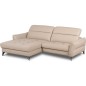 Canapé d'angle convertible en cuir italien luxe 5 places, MANZONI, coffre, beige, angle gauche Canapé d'angle convertible en cuir italien luxe 5 places, MANZONI, coffre, beige, angle gauche