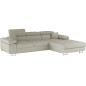 Canapé d'angle convertible ARMEL en velours cottelé luxe 5 places, couleur beige, avec coffre, angle droit (vu de face)
