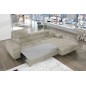 Canapé d'angle convertible ARMEL en velours cottelé luxe 5 places, couleur beige, avec coffre, angle droit (vu de face)