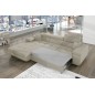 Canapé d'angle convertible - ARMEL en velours cottelé luxe 5 places, couleur beige, coffre, angle gauche (vu de face)
