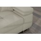 Canapé d'angle convertible - ARMEL en velours cottelé luxe 5 places, couleur beige, coffre, angle gauche (vu de face)