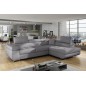 Canapé d'angle convertible en tissu luxe 5 places, ANNECY TISSU, couleur gris, angle droit