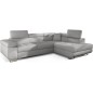 Canapé d'angle convertible en tissu luxe 5 places, ANNECY TISSU, couleur gris, angle droit