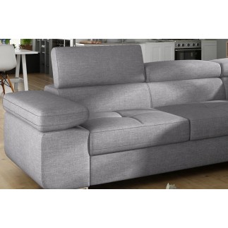 Canapé d'angle convertible en tissu luxe 5 places, ANNECY TISSU, couleur gris, angle droit