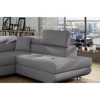 Canapé d'angle convertible en tissu luxe 5 places, ANNECY TISSU, couleur gris, angle droit