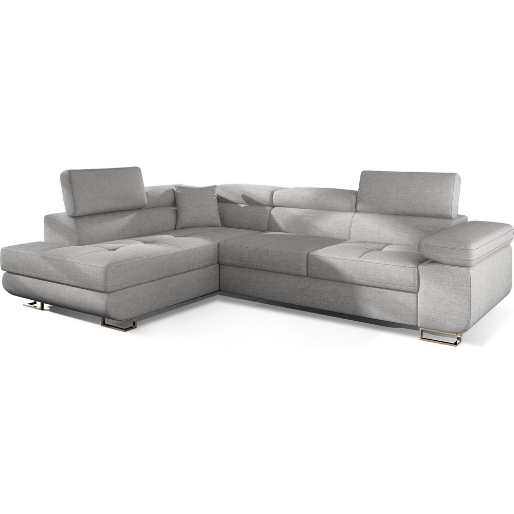 Canapé d'angle convertible - en tissu luxe 5 places, ANNECY TISSU, couleur gris, angle gauche