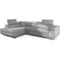 Canapé d'angle convertible - en tissu luxe 5 places, ANNECY TISSU, couleur gris, angle gauche
