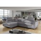 Canapé d'angle convertible - en tissu luxe 5 places, ANNECY TISSU, couleur gris, angle gauche