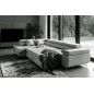 Canapé d'angle convertible - en tissu luxe 5 places, ANNECY TISSU, couleur gris, angle gauche
