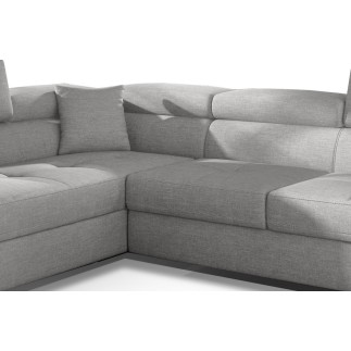 Canapé d'angle convertible - en tissu luxe 5 places, ANNECY TISSU, couleur gris, angle gauche