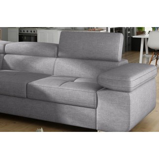 Canapé d'angle convertible - en tissu luxe 5 places, ANNECY TISSU, couleur gris, angle gauche