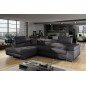 Canapé d'angle convertible - en tissu luxe 5 places, ANNECY TISSU, couleur gris foncé, angle gauche