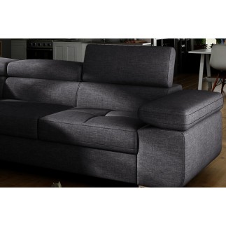 Canapé d'angle convertible - en tissu luxe 5 places, ANNECY TISSU, couleur gris foncé, angle gauche