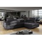 Canapé d'angle convertible en tissu luxe 5 places, ANNECY TISSU, couleur gris foncé, angle droit