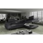 Canapé d'angle convertible en tissu luxe 5 places, ANNECY TISSU, couleur gris foncé, angle droit