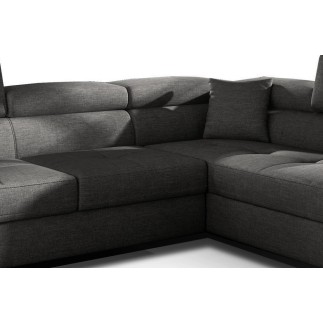 Canapé d'angle convertible en tissu luxe 5 places, ANNECY TISSU, couleur gris foncé, angle droit