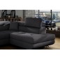 Canapé d'angle convertible en tissu luxe 5 places, ANNECY TISSU, couleur gris foncé, angle droit