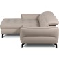 Canapé d'angle convertible en cuir italien luxe 5 places, MANZONI, coffre, beige, angle gauche Canapé d'angle convertible en cuir italien luxe 5 places, MANZONI, coffre, beige, angle gauche