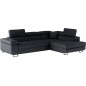 Canapé d'angle convertible en simili cuir 5 places, ANVERS SIMILI, noir, angle droit