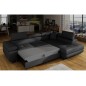 Canapé d'angle convertible en simili cuir 5 places, ANVERS SIMILI, noir, angle droit