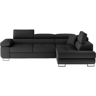 Canapé d'angle convertible en simili cuir 5 places, ANVERS SIMILI, noir, angle droit